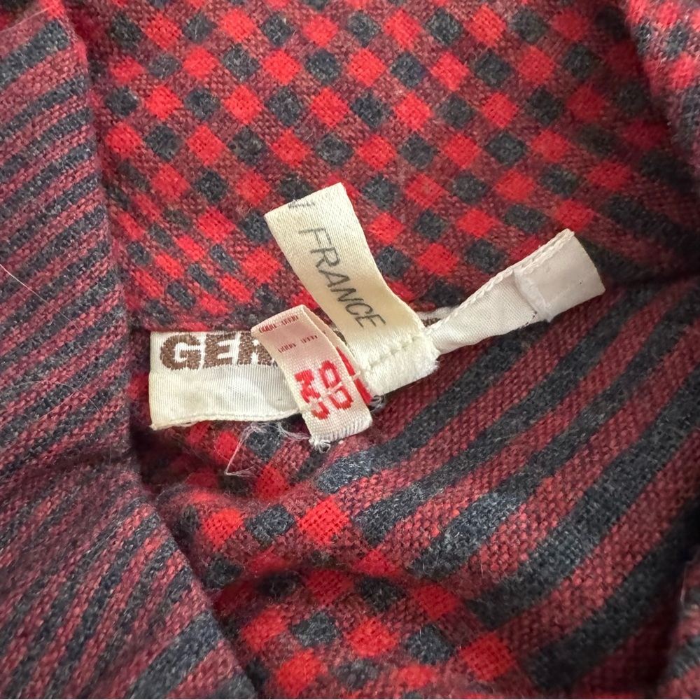 Vintage Gerard Darel Dress Red Gray Plaid Women’s Sz 38 ( US Sz 6) Long Sleeve - Picture 6 of 6